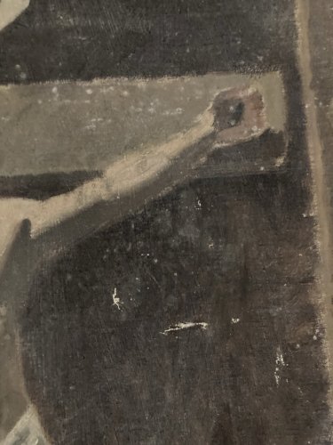 Painting Peinture Huile Sur Toile XIXe Jesus Christ Crucifixion Religion Art Old