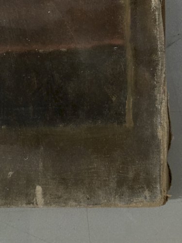 Painting Peinture Huile Sur Toile XIXe Jesus Christ Crucifixion Religion Art Old