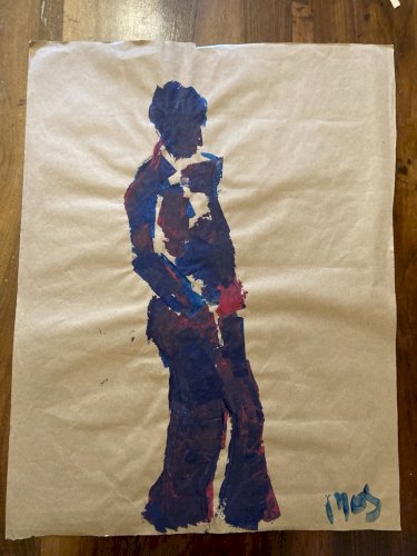 Painting Peinture Kraft Femme 1980 portrait Expressionniste Expressionnisme Art