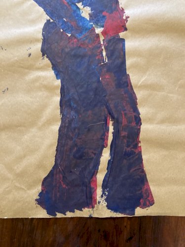 Painting Peinture Kraft Femme 1980 portrait Expressionniste Expressionnisme Art