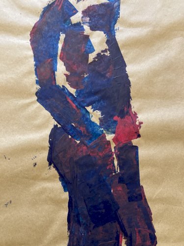 Painting Peinture Kraft Femme 1980 portrait Expressionniste Expressionnisme Art