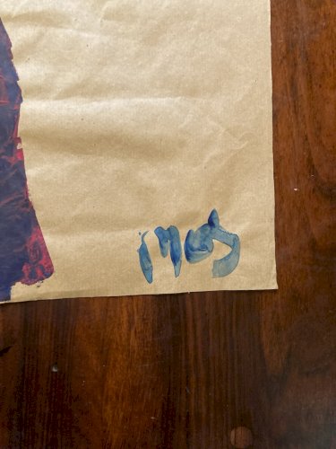 Painting Peinture Kraft Femme 1980 portrait Expressionniste Expressionnisme Art