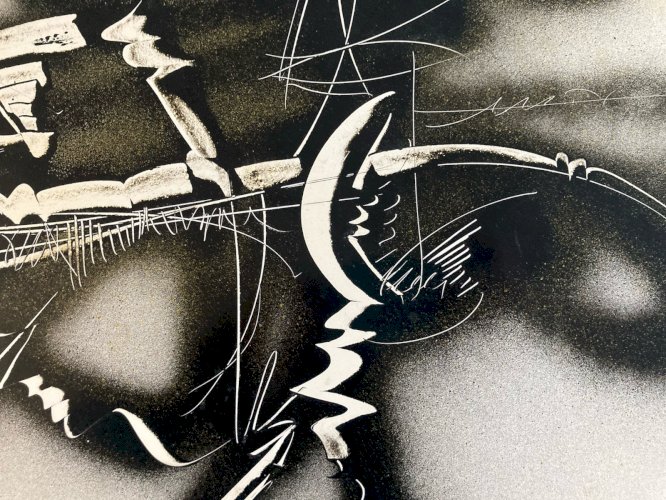 Painting Peinture Michel Batlle Abstraite Abstraction Lyrique Papier 1970 Old