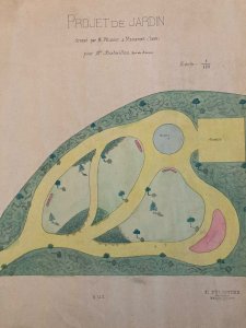 Painting Original 1930 Architecture Art Garden Plan Tarn France Ancient