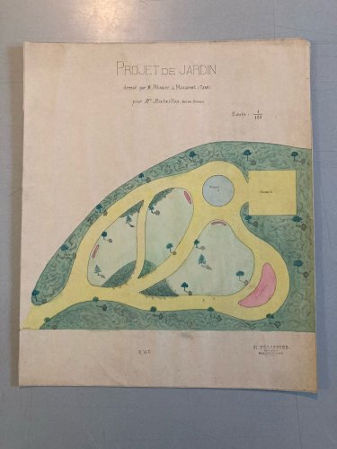 Painting Peinture  Original 1930 Architecture Art Plan Jardin Tarn France Ancien