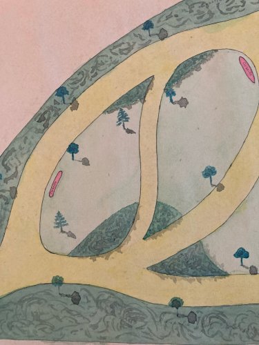 Painting Peinture  Original 1930 Architecture Art Plan Jardin Tarn France Ancien