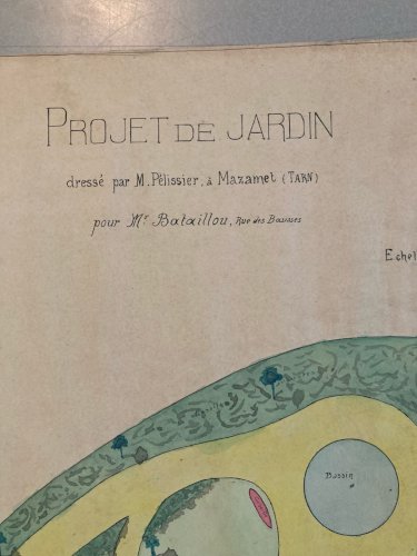 Painting Peinture  Original 1930 Architecture Art Plan Jardin Tarn France Ancien