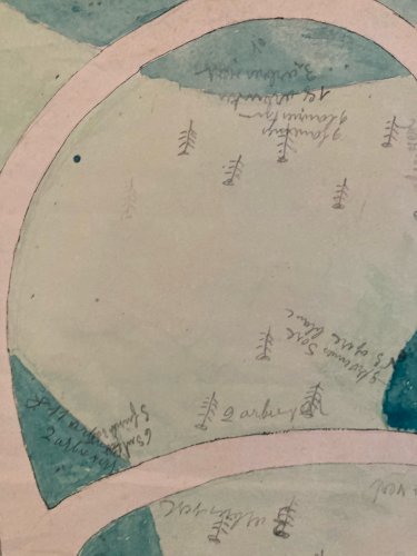 Painting Peinture Original 1930 Architecture Old Plan Jardin Tarn France Ancien