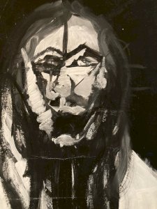 Painting Peinture Papier Art Buste Homme 1980 portrait A Identifier XXe Ancien