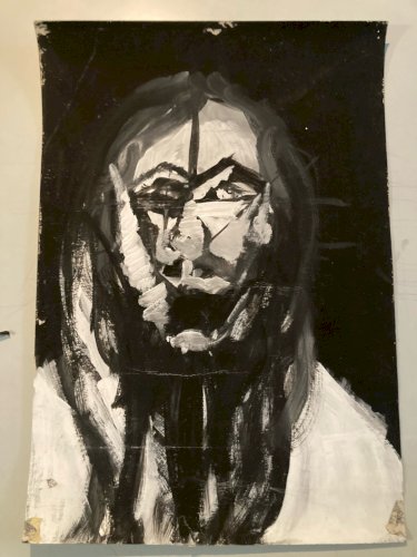 Painting Peinture Papier Art Buste Homme 1980 portrait A Identifier XXe Ancien