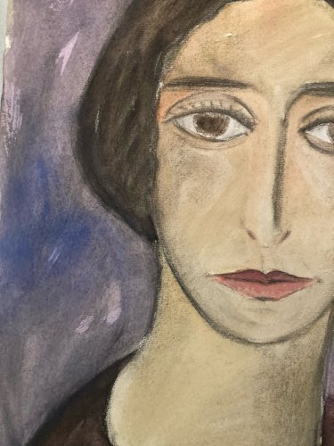 Painting Peinture Sur Papier Femme 1950 portrait Buste A Identifier Art Ancien