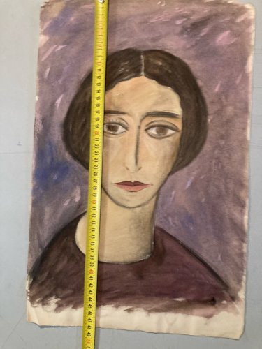 Painting Peinture Sur Papier Femme 1950 portrait Buste A Identifier Art Ancien