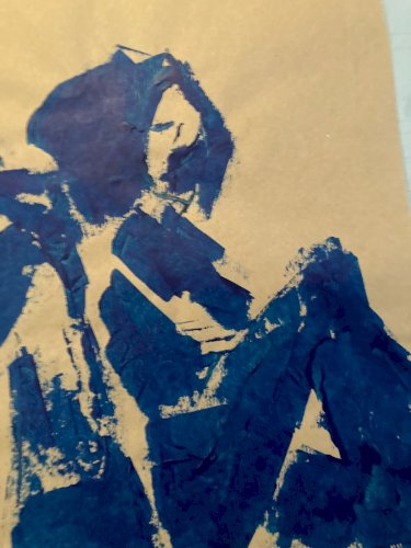 Painting Peinture Sur Papier Kraft Femme 1980 portrait A Identifier Art Ancien