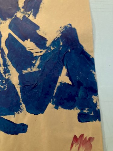 Painting Peinture Sur Papier Kraft Femme 1980 portrait A Identifier Art Ancien