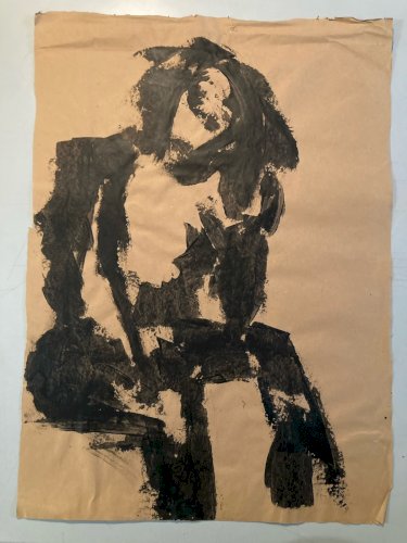 Painting Peinture Sur Papier Kraft Femme 1980 portrait A Identifier XXe Ancien