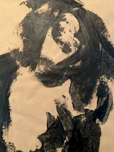 Painting Peinture Sur Papier Kraft Femme 1980 portrait A Identifier XXe Ancien