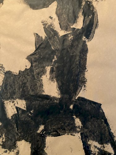 Painting Peinture Sur Papier Kraft Femme 1980 portrait A Identifier XXe Ancien