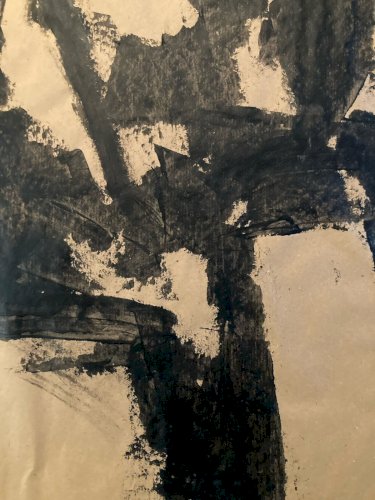 Painting Peinture Sur Papier Kraft Femme 1980 portrait A Identifier XXe Ancien