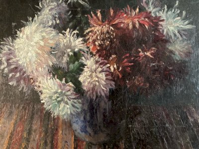 Painting 19th Century Oil on Canvas Original Flower Bouquet Still Life Art