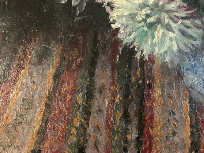 Painting Peinture XIXe Huile Sur Toile Original  Fleur Bouquet Nature Morte Art