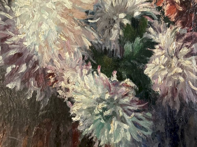 Painting Peinture XIXe Huile Sur Toile Original  Fleur Bouquet Nature Morte Art