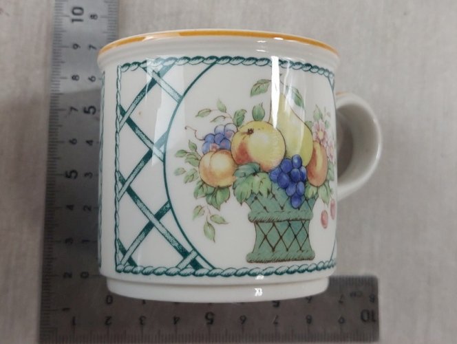 Paire 2 tasses + 2 sous tasses à café, décor Basket, céramique Villeroy & Boch