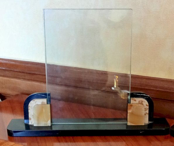 Paire Ancien Cadre Photo À Poser Socle 3 Marbre Art Déco Old Marble Frame