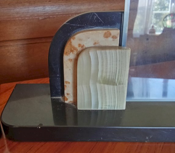 Paire Ancien Cadre Photo À Poser Socle 3 Marbre Art Déco Old Marble Frame