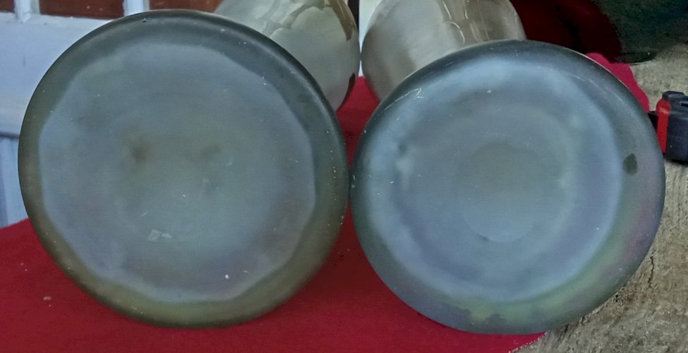 Paire Ancien Grand Vase Legras Belgrade Décor Feuilles Châtaignier Art Nouveau