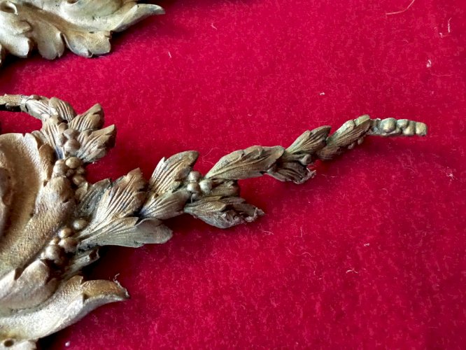 Paire Ancien Ornement Fronton meuble Bronze feuille D Acanthe/Old  pediment