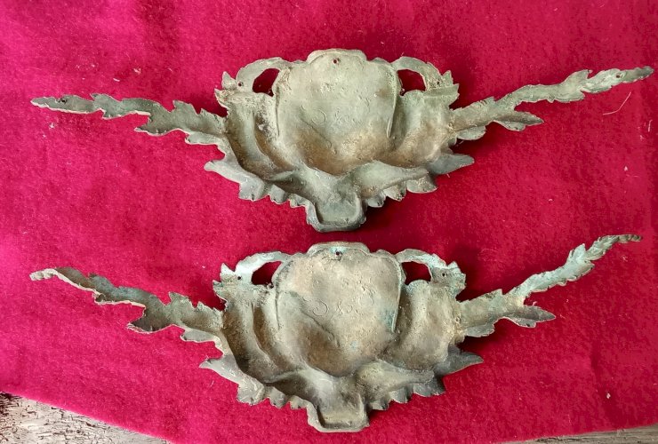 Paire Ancien Ornement Fronton meuble Bronze feuille D Acanthe/Old  pediment
