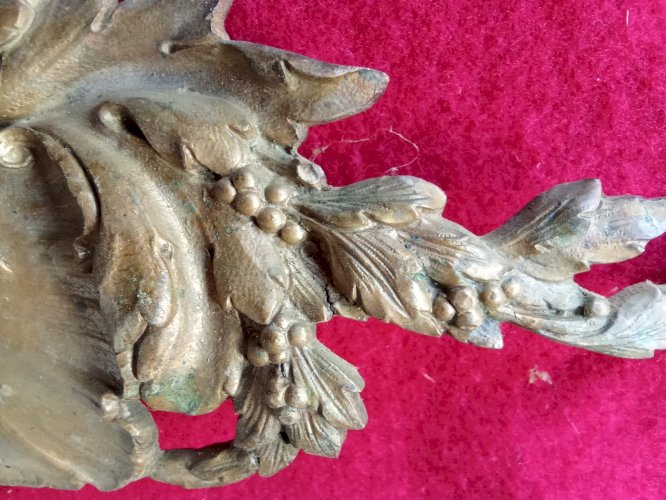 Paire Ancien Ornement Fronton meuble Bronze feuille D Acanthe/Old  pediment