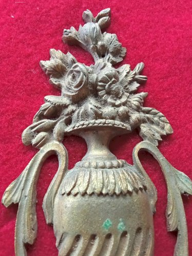 Paire Ancien Ornement meuble Bronze Vase Fleurs old bronze furniture ornament