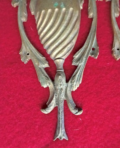 Paire Ancien Ornement meuble Bronze Vase Fleurs old bronze furniture ornament