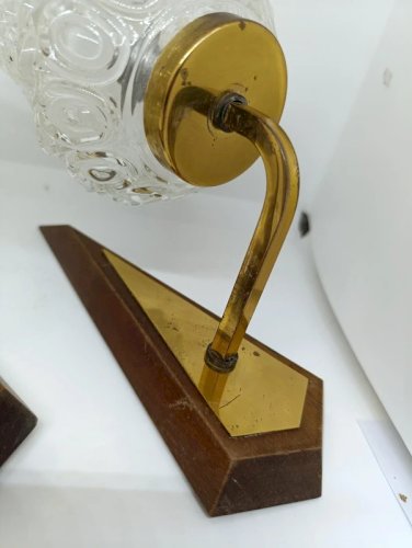 paire applique en metal doré et bois annee 60-70 en bon etat