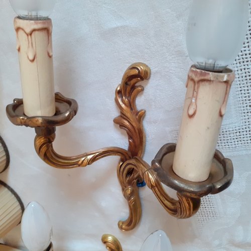 Paire appliques à deux bras de lumière bronze doré style Louis xv Lucien Gau xx°