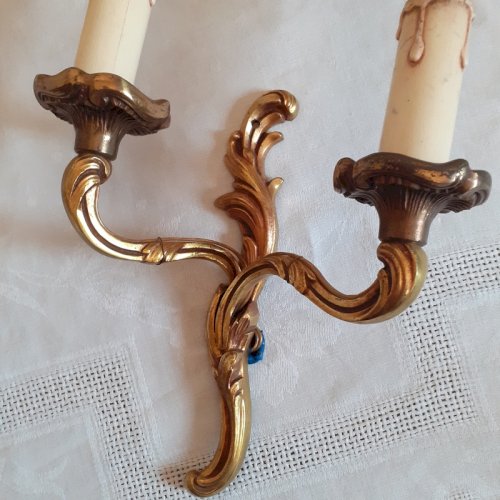 Paire appliques à deux bras de lumière bronze doré style Louis xv Lucien Gau xx°