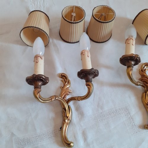Paire appliques à deux bras de lumière bronze doré style Louis xv Lucien Gau xx°
