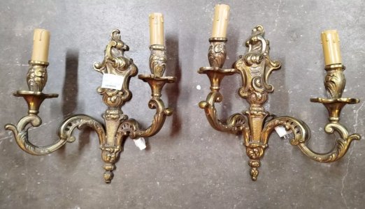 Pair of Louis XV Style BRONZE WALL LIGHTS Lighting LIGHTING 2 BURNERS 000 9BROC 20/03