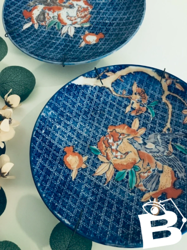 Paire assiettes anciennes japonaises Imari