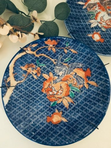 Paire assiettes anciennes japonaises Imari