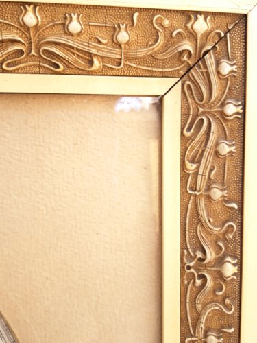 Paire cadres Art Nouveau 1900 passe-partout vue ovale