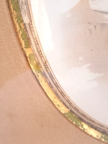 Paire cadres Art Nouveau 1900 passe-partout vue ovale