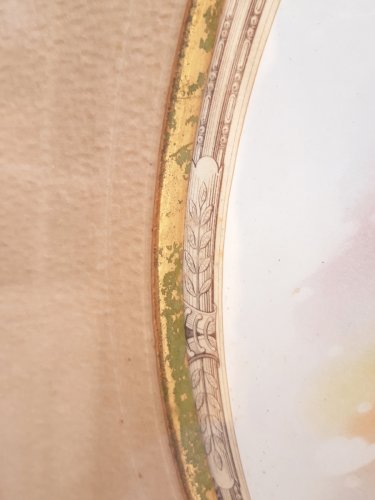 Paire cadres Art Nouveau 1900 passe-partout vue ovale