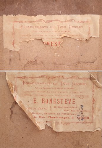 Paire cadres Art Nouveau 1900 passe-partout vue ovale