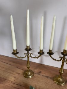 Paire chandeliers laiton vintage