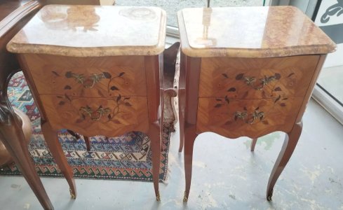 Paire CHEVETS Dessus Bois et Marbre Style LOUIS XV 15MAG 20/03