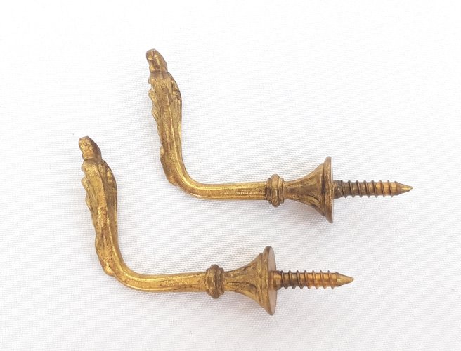 Paire crochets muraux anciens dorés à l’or fin
