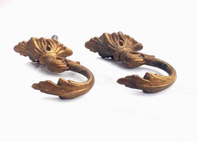 Paire crochets pour rideaux bronze doré