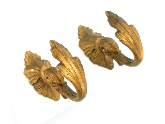 Paire crochets pour rideaux bronze doré